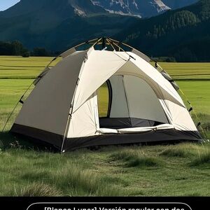 The perfect tent.  Cream and beige Dome Tent